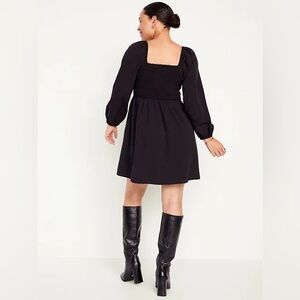 Mod Ref Black Cotton Shirred Dress